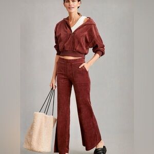Anthropologie Velour Hoodie Set